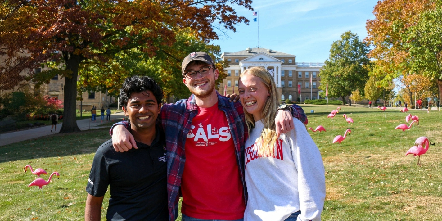 Students pictured on Bascom Hill